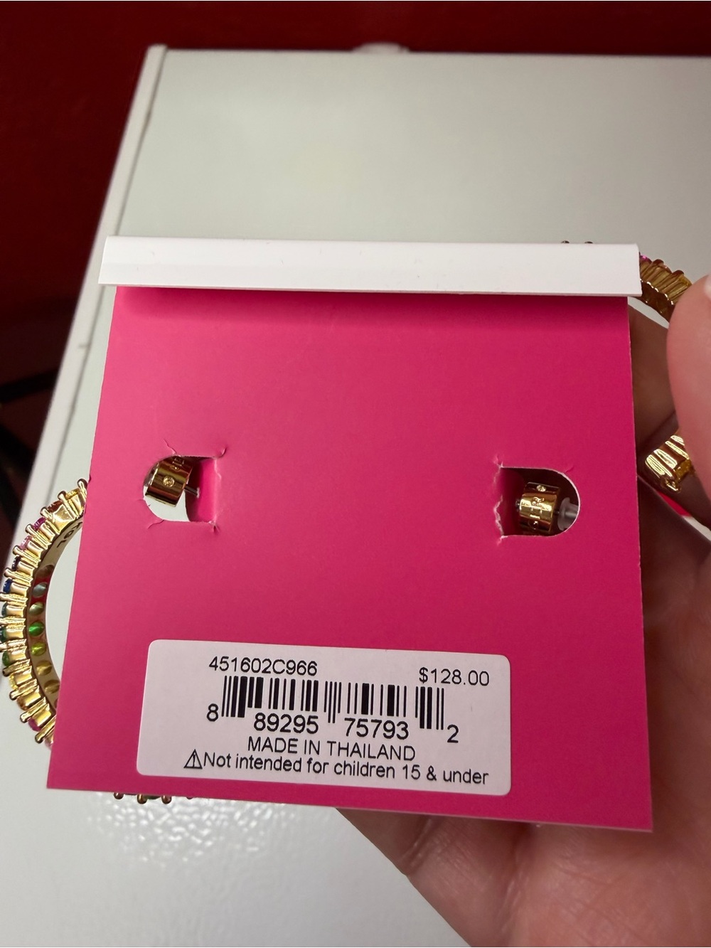 Kurt Geiger Gold Rainbow Crystal Hoop Earrings - Picture 4 of 5